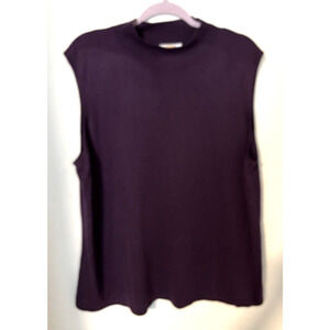 Talbots Woman Purple Plum Silk Wool Cashmere Sleeveless Mock Neck Sweater 3X